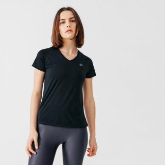 Women's running t-shirt run dry black - kalenji
